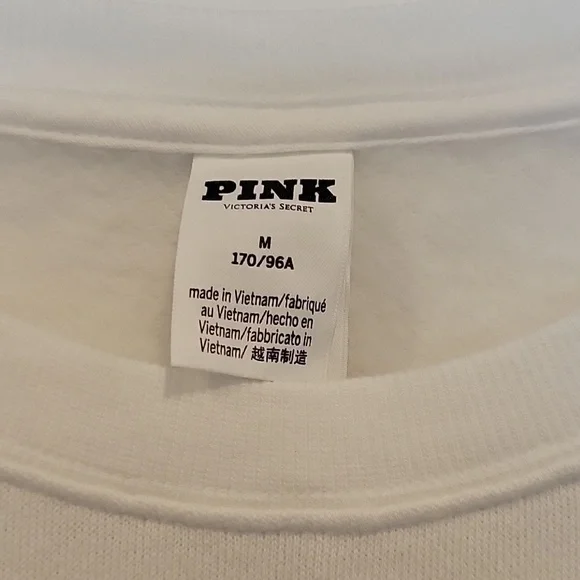 PINK Victoria Secret 2 Piece Matching Set Sweatshirt/Sweatpants White Medium NWT - Picture 5 of 11